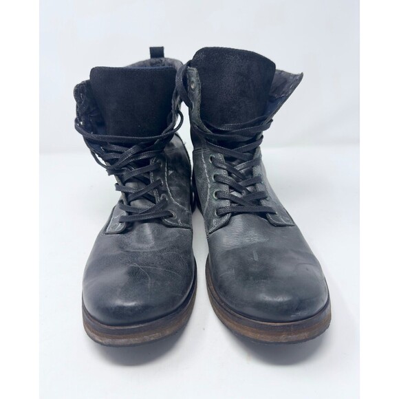 Men's ALDO combat Boots shoes Distressed Black Round Toe Laces used Size 8 - Picture 7 of 10